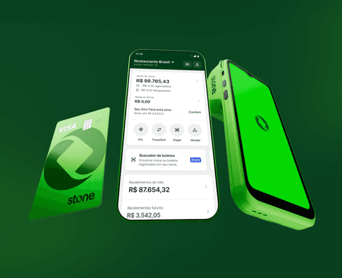 Máquininha, app e cartão Stone