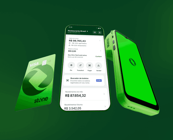 Máquininha, app e cartão Stone