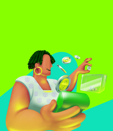 Ilustração de pessoa tranquila com maquininha