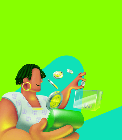 Ilustração de pessoa tranquila com maquininha
