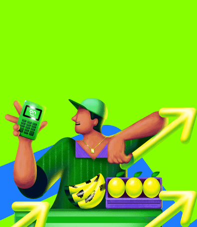 Ilustração de maquininha com setas de atualização