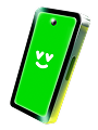 Maquininha Ton verde inclinada, exibindo o logotipo da Ton