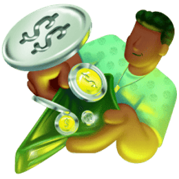 Ilustração de empreendedor recebendo moeda no Baú do Ton