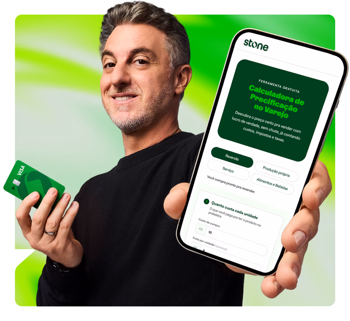 Calculadora de precificação na tela de celular