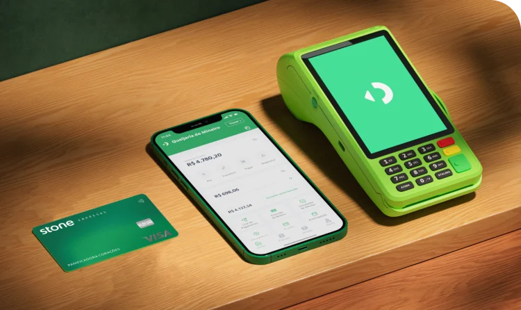 Máquininha, app e cartão Stone