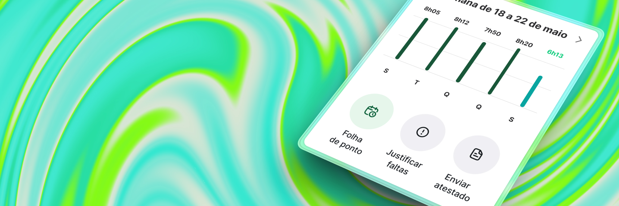 Interface de gerenciamento de registros de ponto apresentada sobre fundo abstrato.