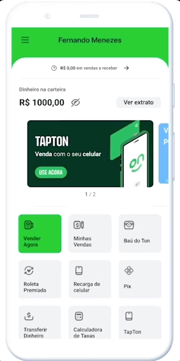 Tela do aplicativo do Ton
