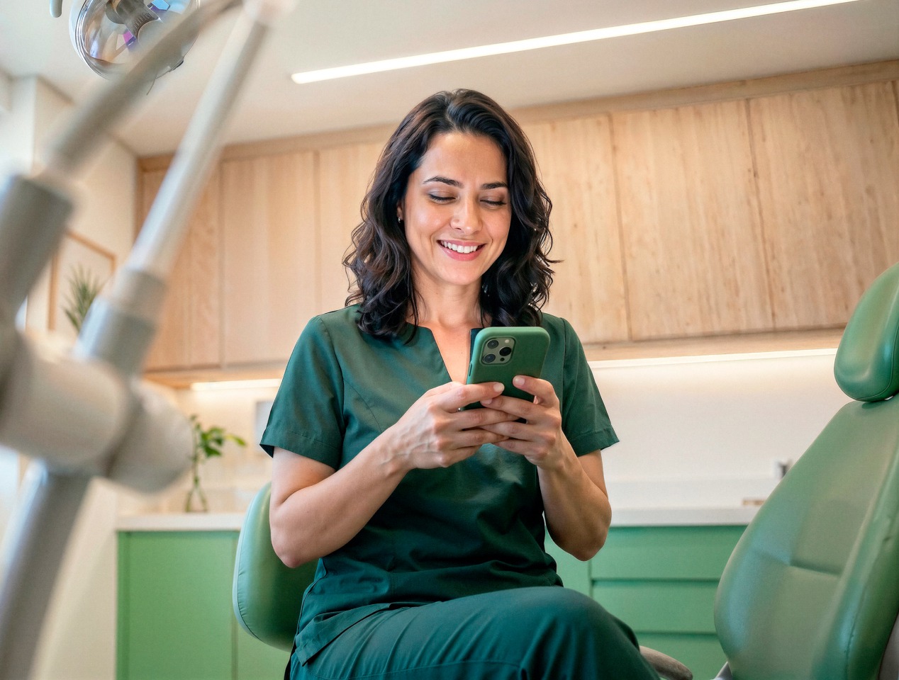 Mulher empreendedora usando o link de pagamento pelo smartphone