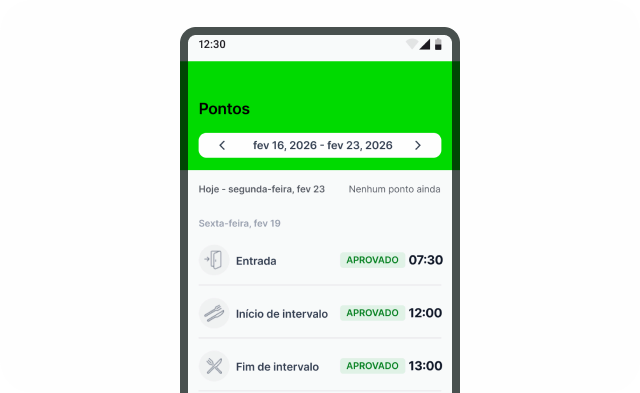Celular com a tela de Pontos do app Ton