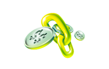Ilustração 3D de elos representando o Link de Pagamento