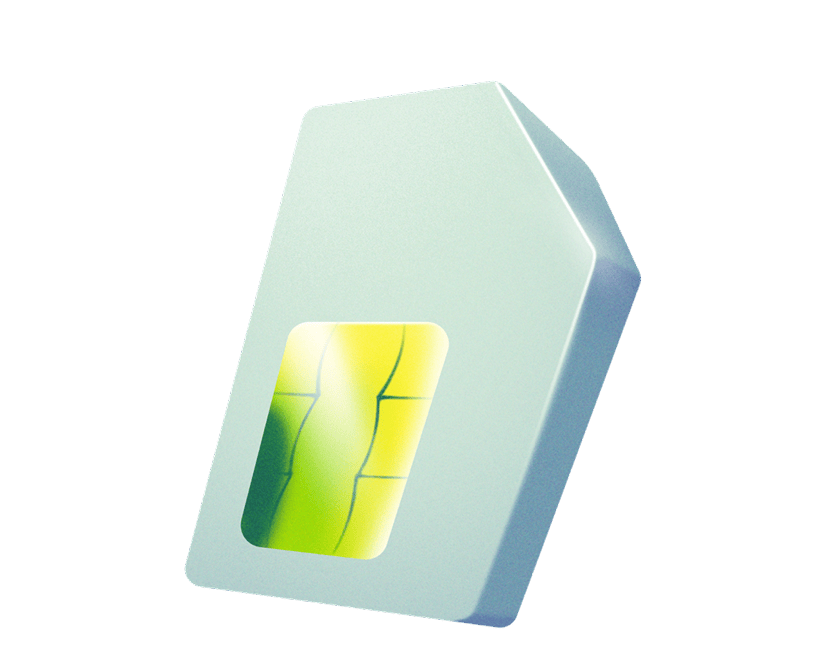 Ilustração 3D de chip de SIM Ton